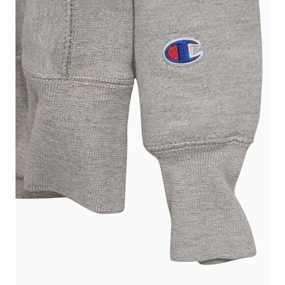 Vintage Heavy Champion Reverse Weave Gray Hoodie With Logo On Sleeve & Chest - Picture 5 of 10